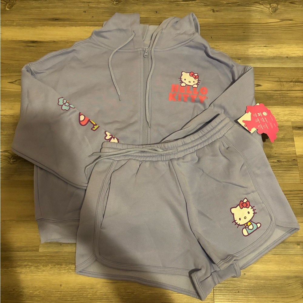 Light Purple Hello Kitty Hoodie with Shorts